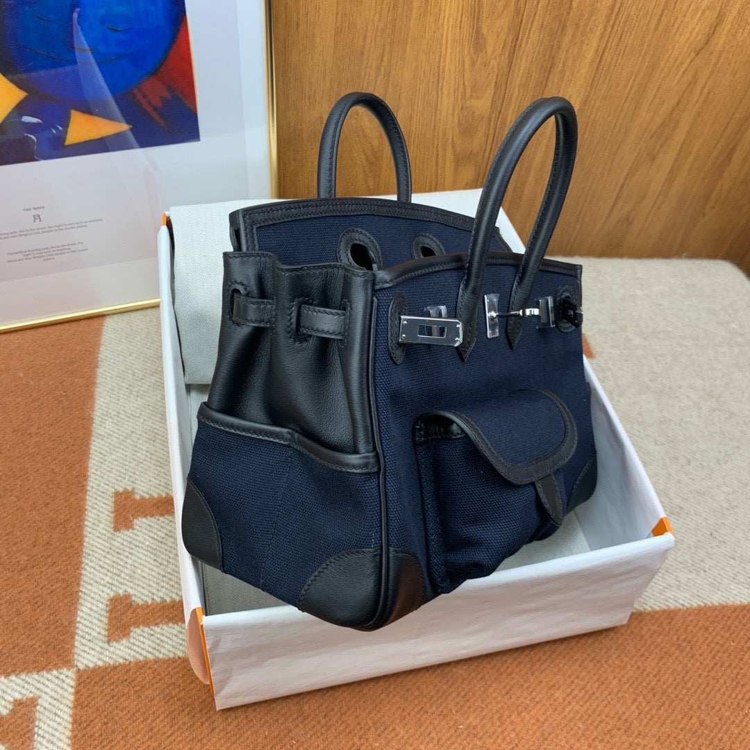 Hermes 2026 Birkin Cargo Bag 25cm Canvas mix Swift Leather