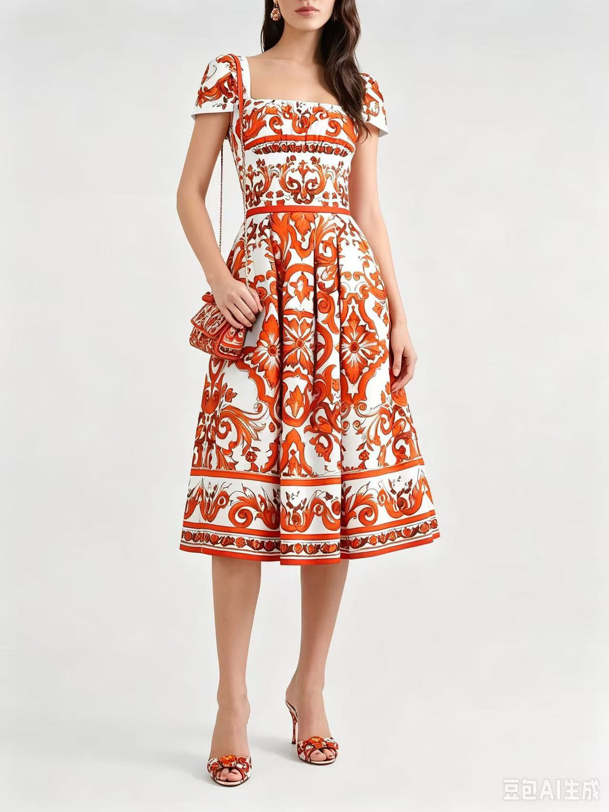 Dolce & Gabbana 2026 Majolica-print Poplin Dress Multicolors Cotton