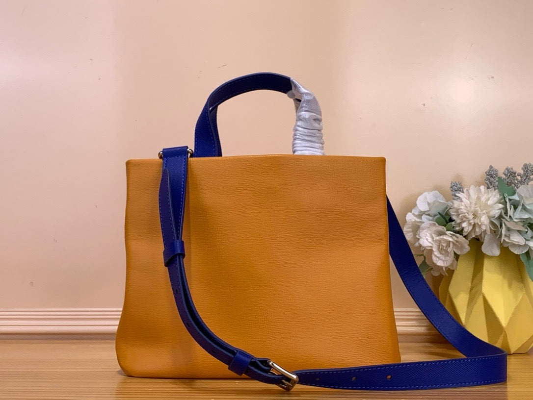 LV 2026 Mini Shopper Tote Bag 26cm Safran Yellow Cowhide