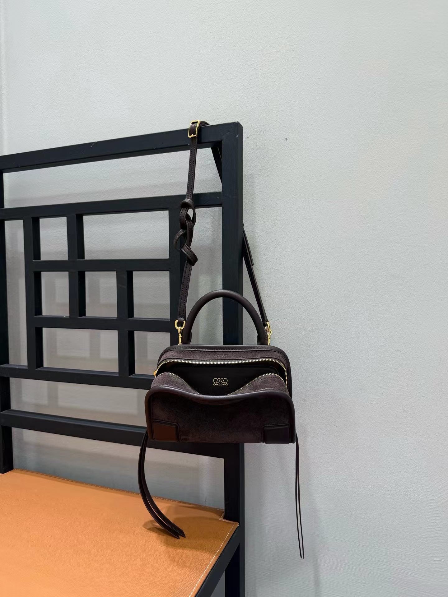 Loewe 2026 Amazona Bag 20cm Dark Chestnut Suede Leather