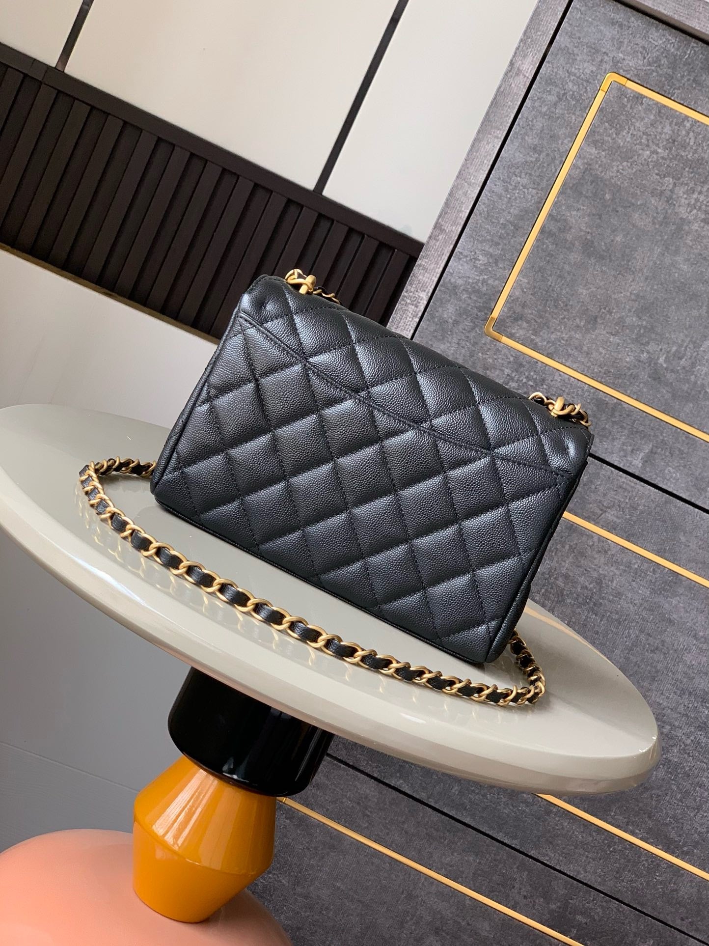 Chanel 2026 Quilted Bag 22cm Black Grained Calfskin
