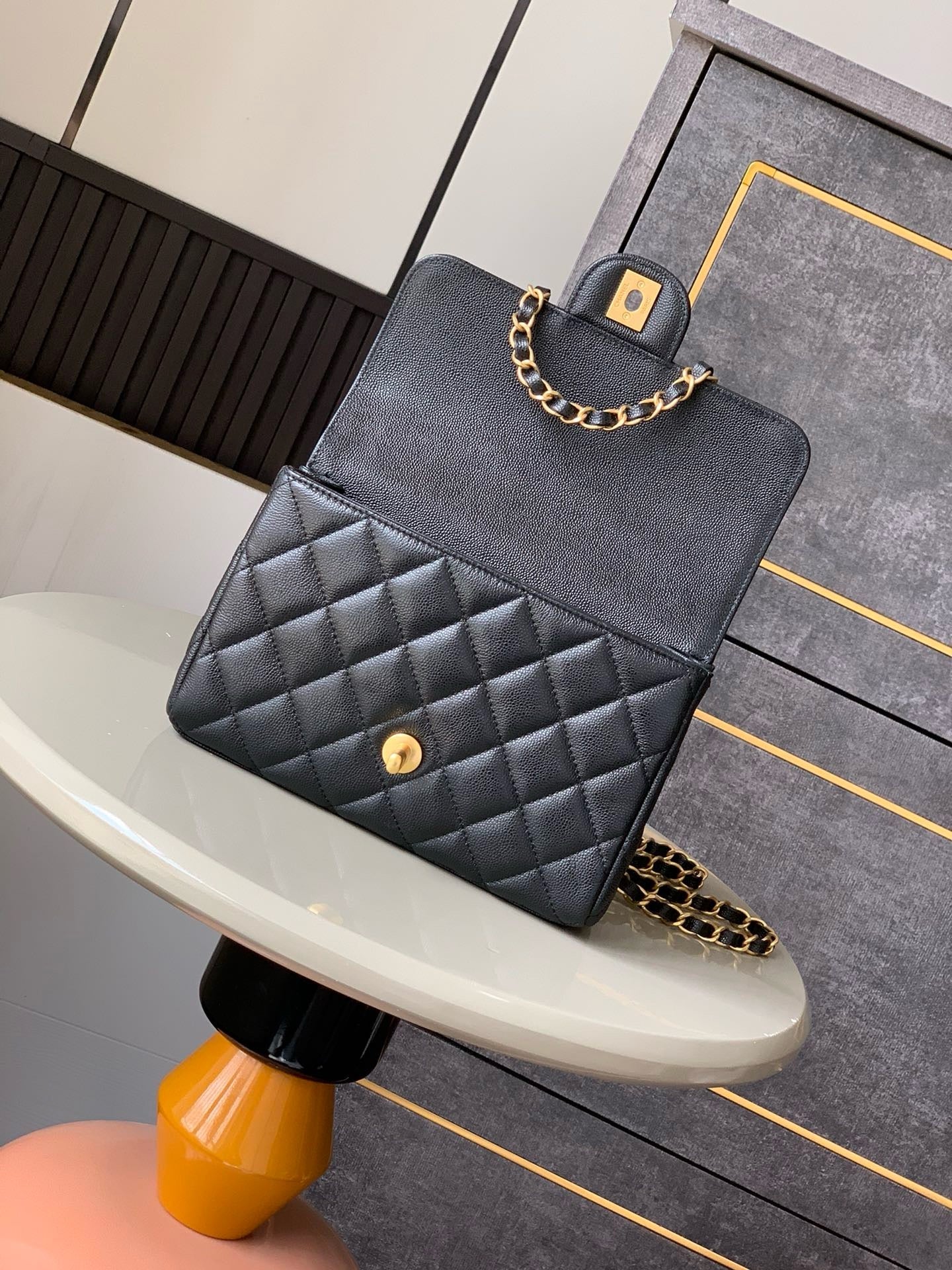 Chanel 2026 Quilted Bag 22cm Black Grained Calfskin