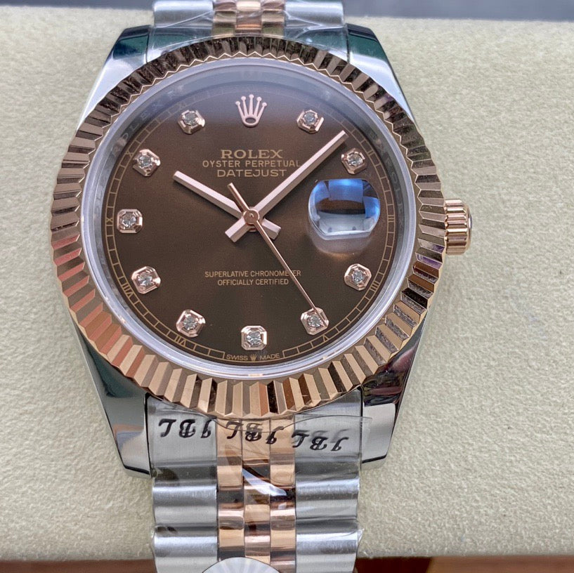 Rolex Datejust Oystersteel and Everose Rose Gold Bracelet With Chocolate Dial