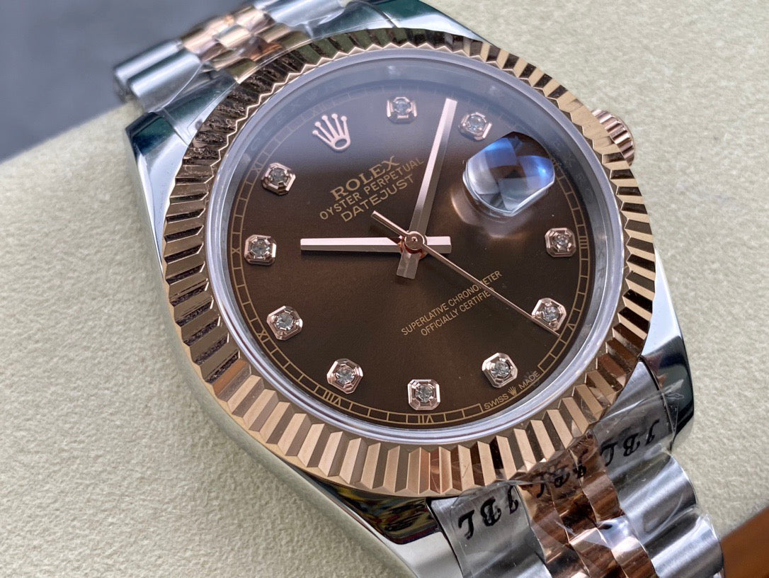 Rolex Datejust Oystersteel and Everose Rose Gold Bracelet With Chocolate Dial