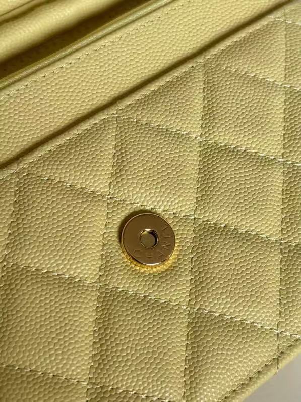 Chanel 2026 WOC Crossbody Bag 19cm Yellow Quilted Caviar Leather