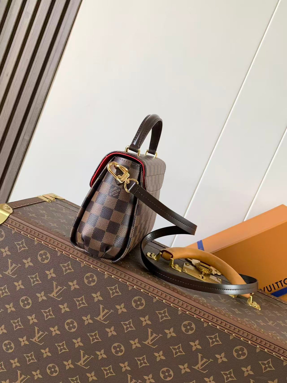 Louis Vuitton 2026 Croisette Bag 25cm Brown Canvas Cowhide