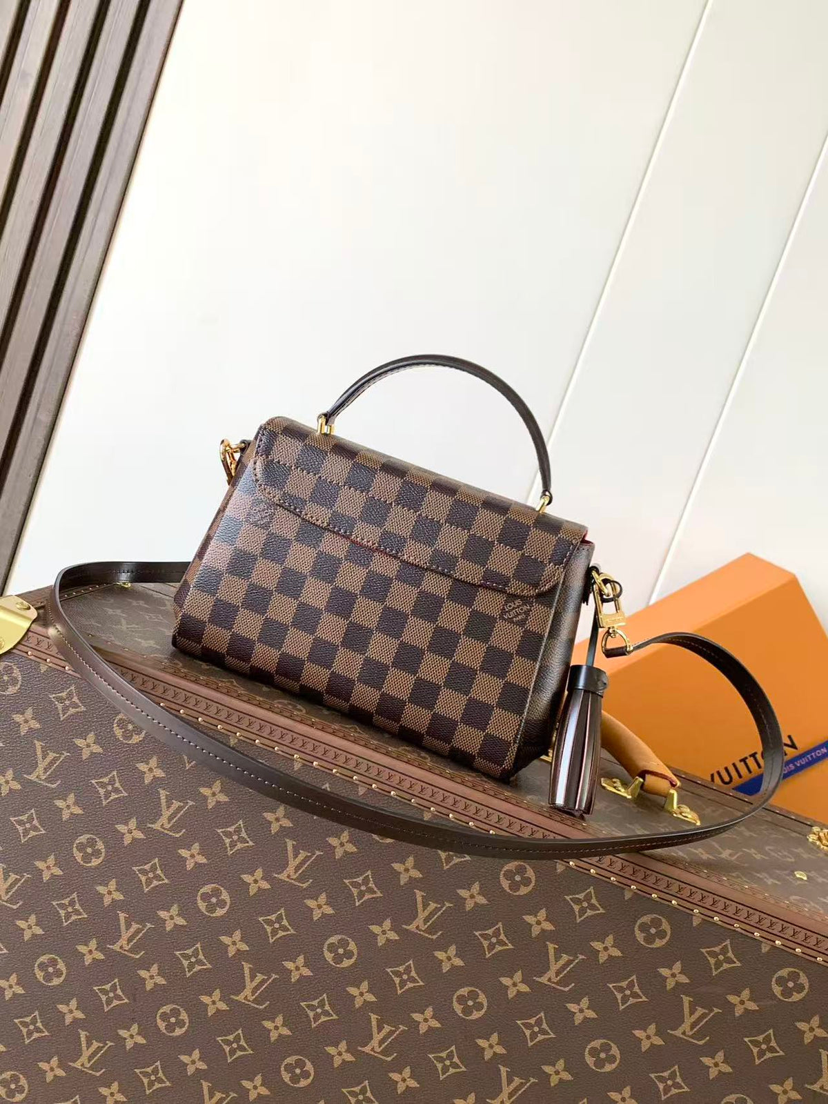 Louis Vuitton 2026 Croisette Bag 25cm Brown Canvas Cowhide