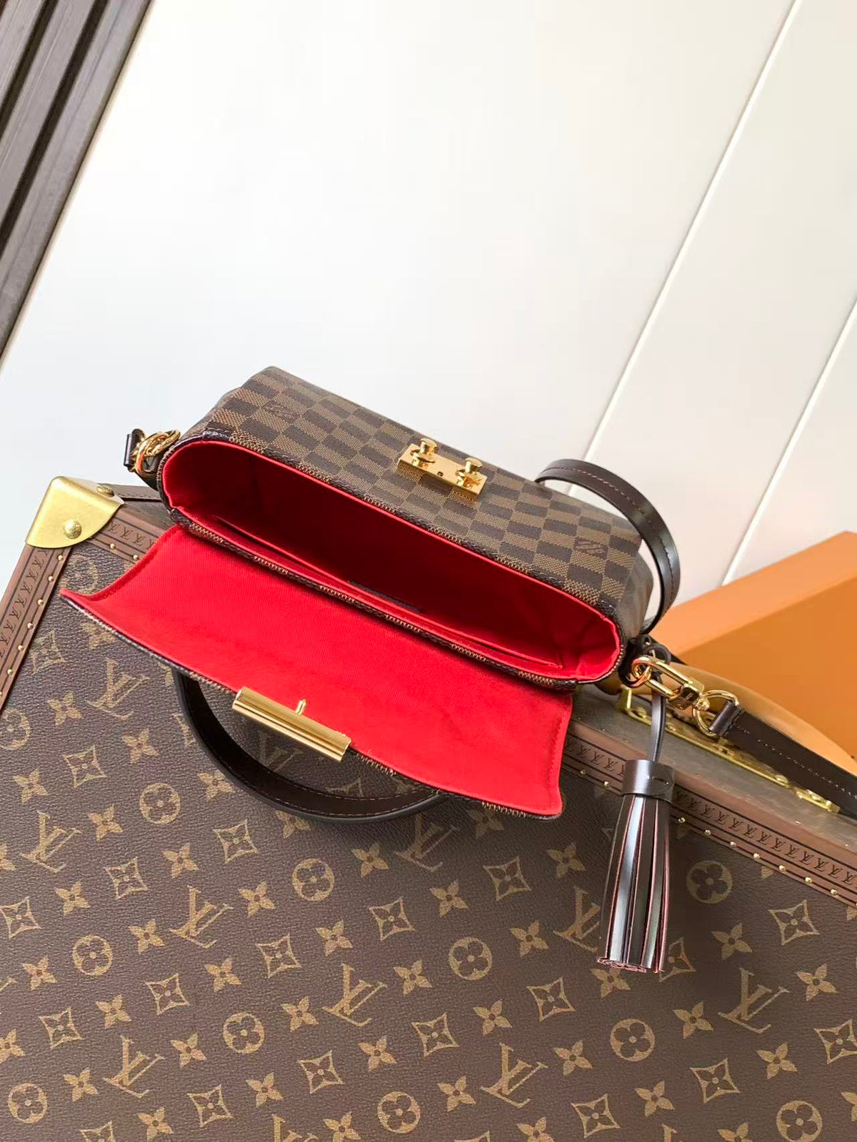 Louis Vuitton 2026 Croisette Bag 25cm Brown Canvas Cowhide