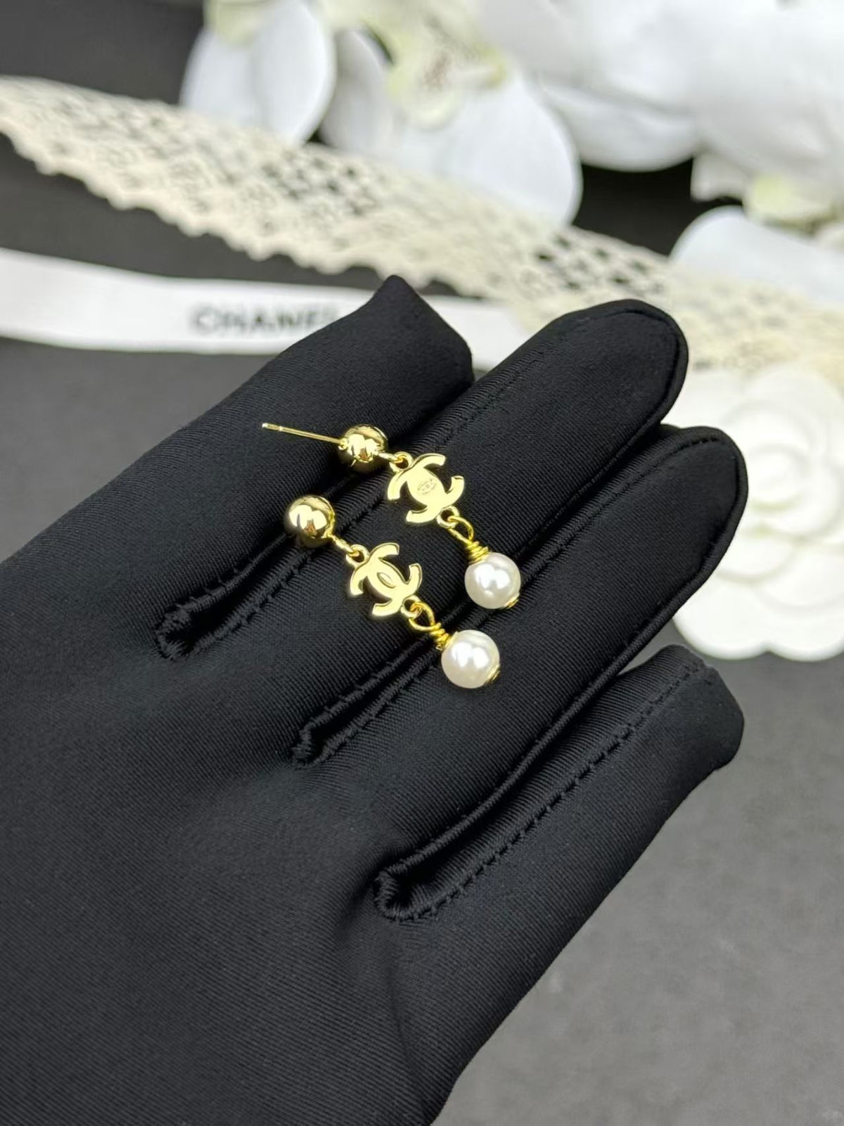 Chanel 2026 Earrings With Pendants Gold And Pearl White