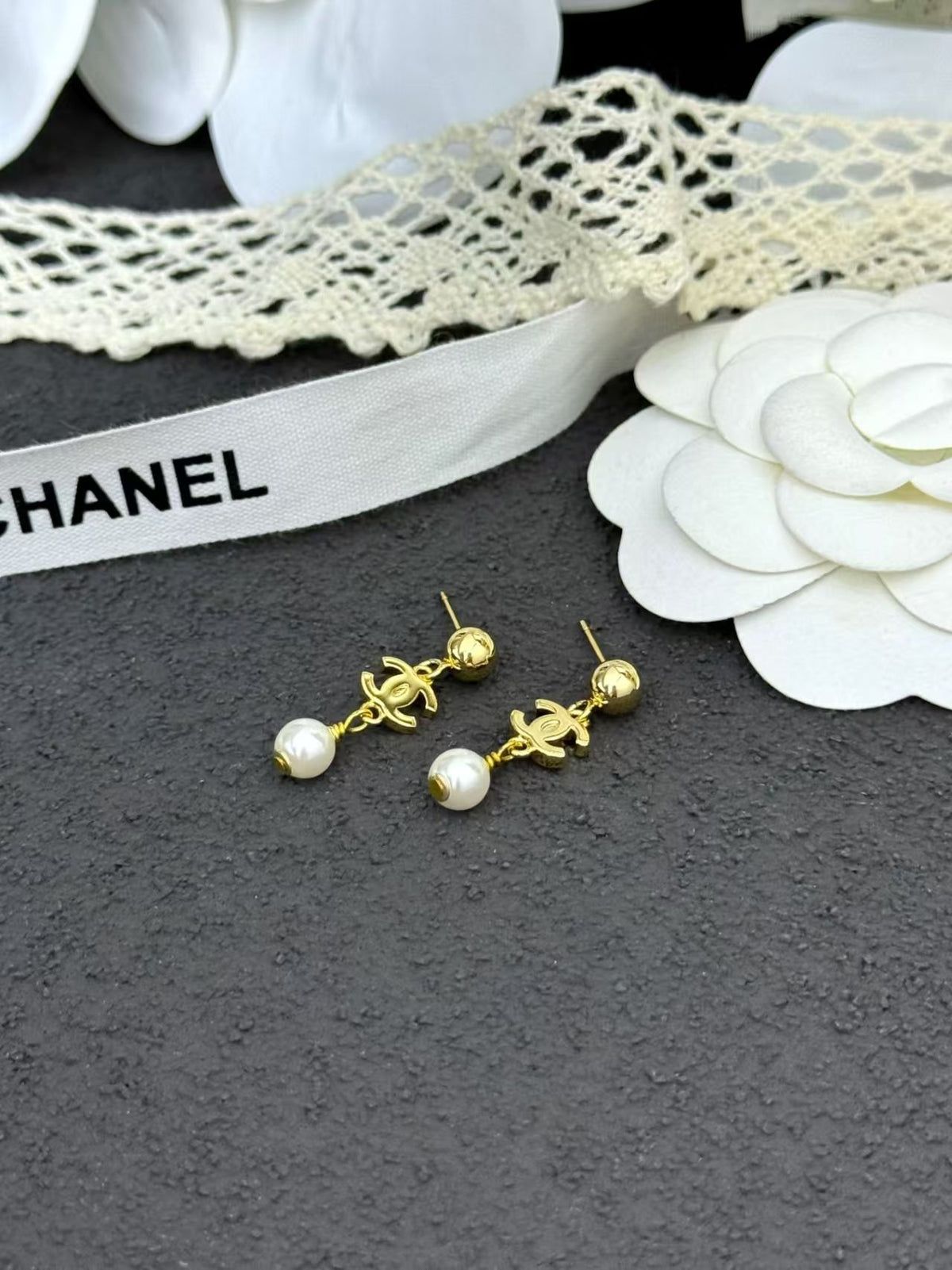 Chanel 2026 Earrings With Pendants Gold And Pearl White