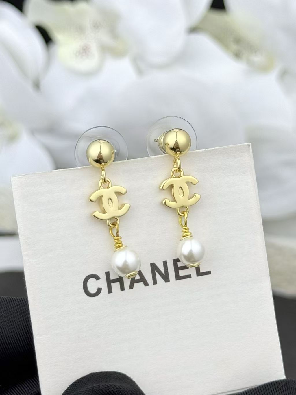 Chanel 2026 Earrings With Pendants Gold And Pearl White