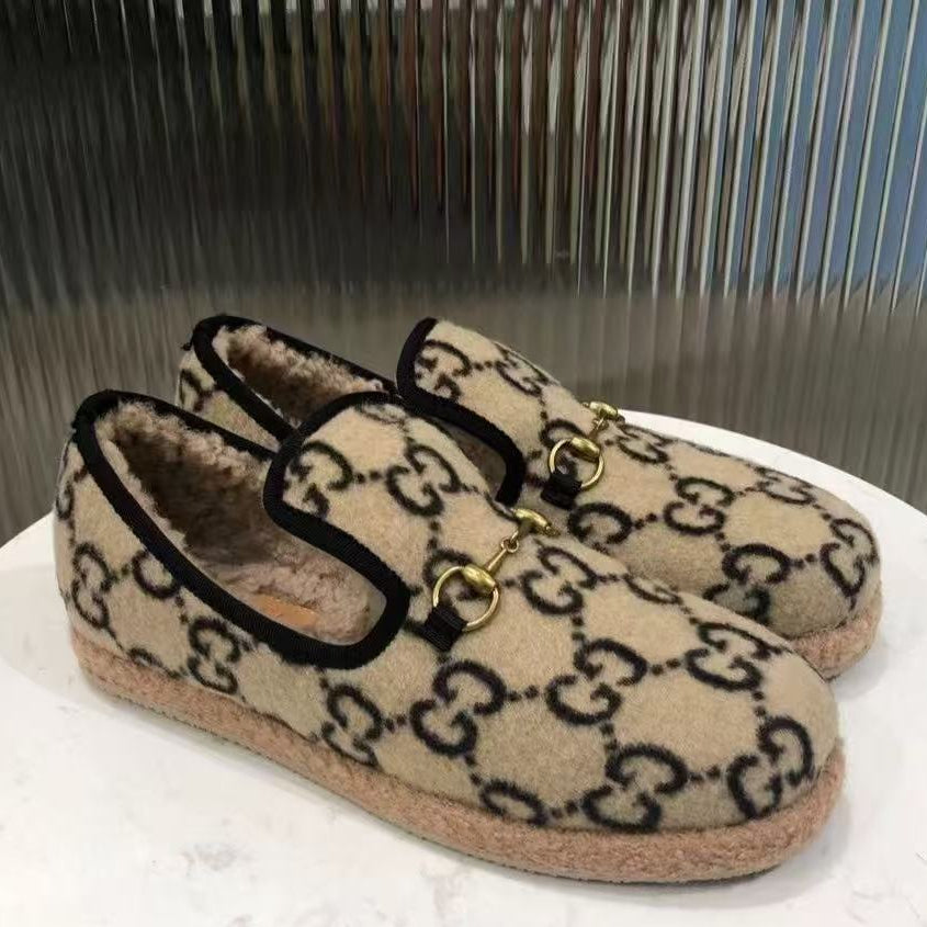 Gucci 2026 GG Monogram Pattern Loafer Beige Black Wool