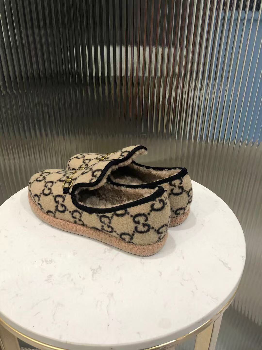 Gucci 2026 GG Monogram Pattern Loafer Beige Black Wool