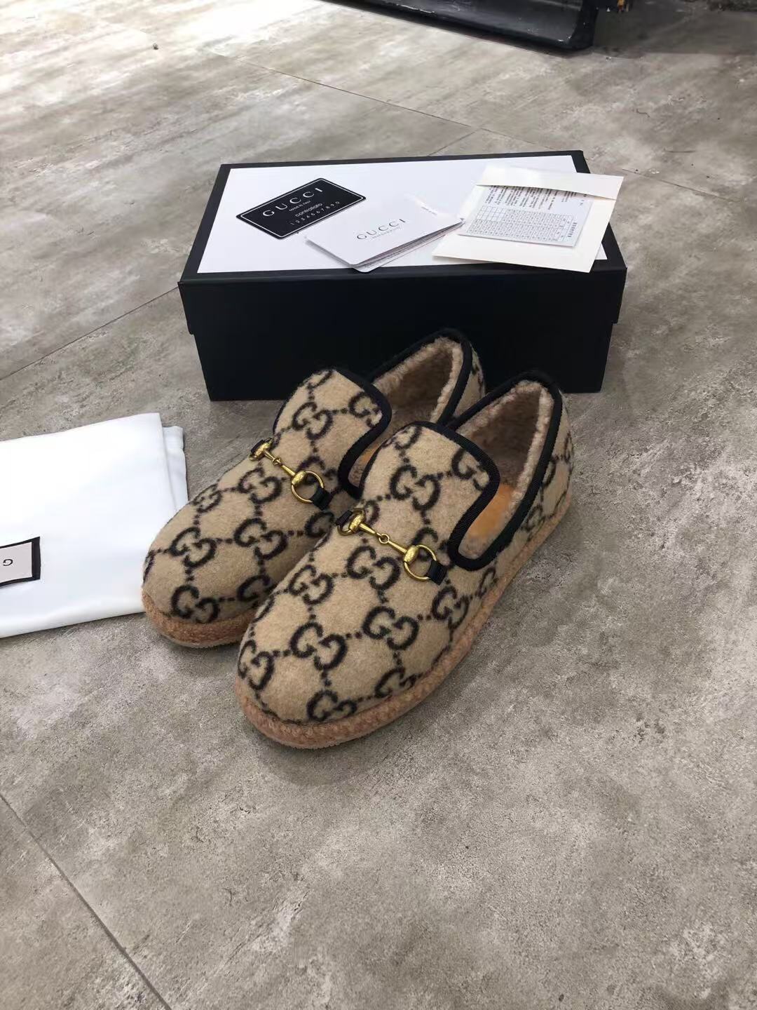 Gucci 2026 GG Monogram Pattern Loafer Beige Black Wool