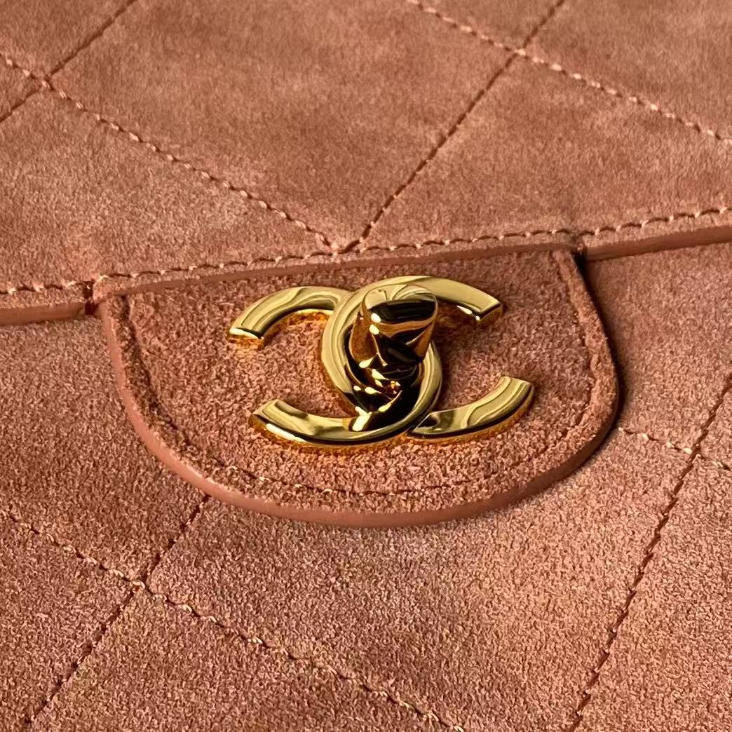 Chanel 2026 Maxi Flap Bag 39cm Camel Brown Suede Calfskin