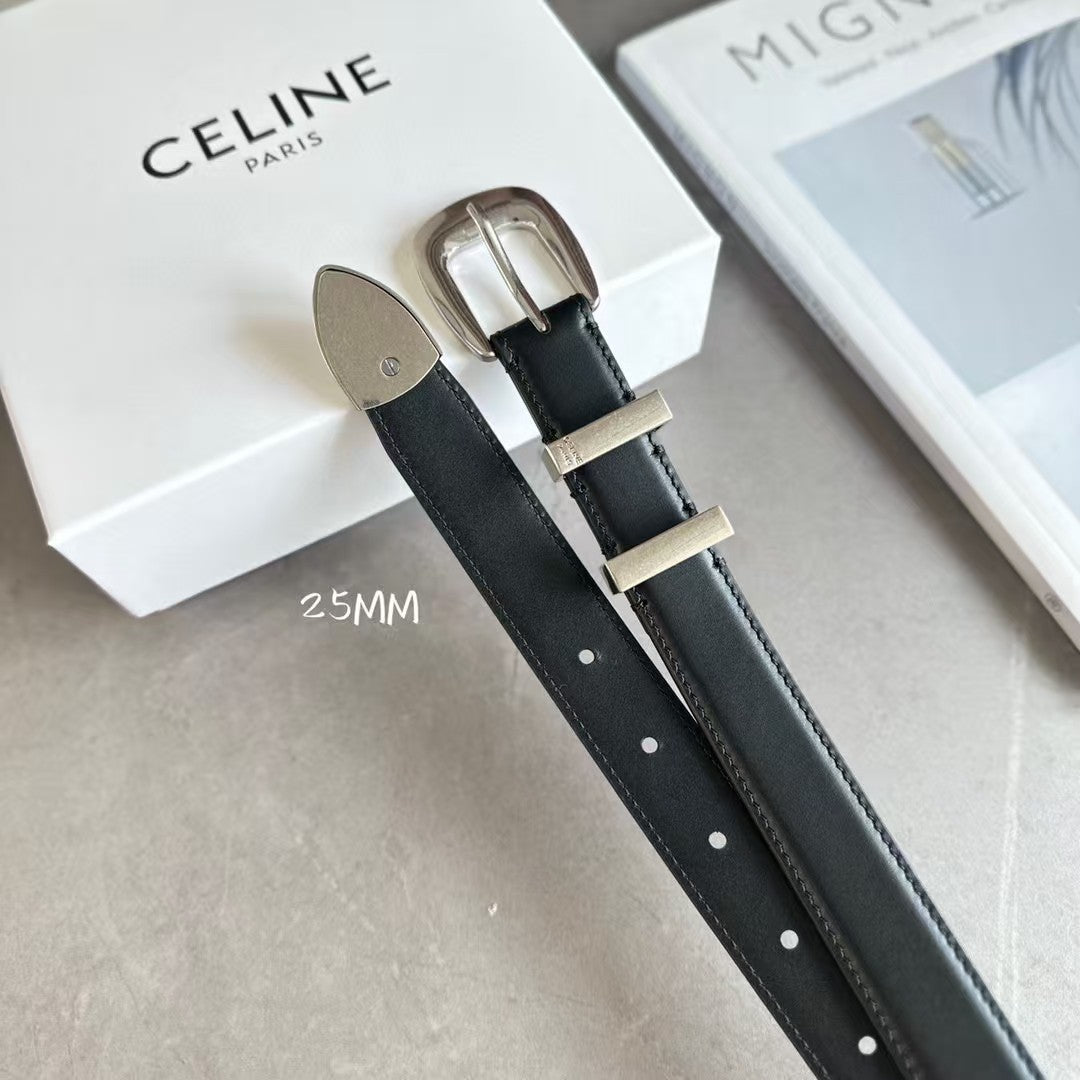 Medium Western Belt 25mm Black Calfskin Gold Loop Shw