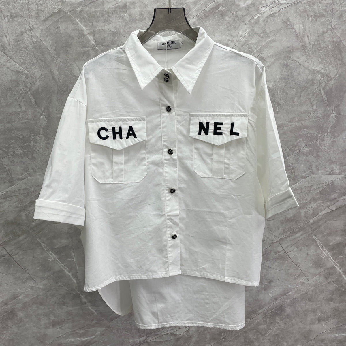 Chanel 2026 Loose-fitting Shirt White Cotton With Black Logo