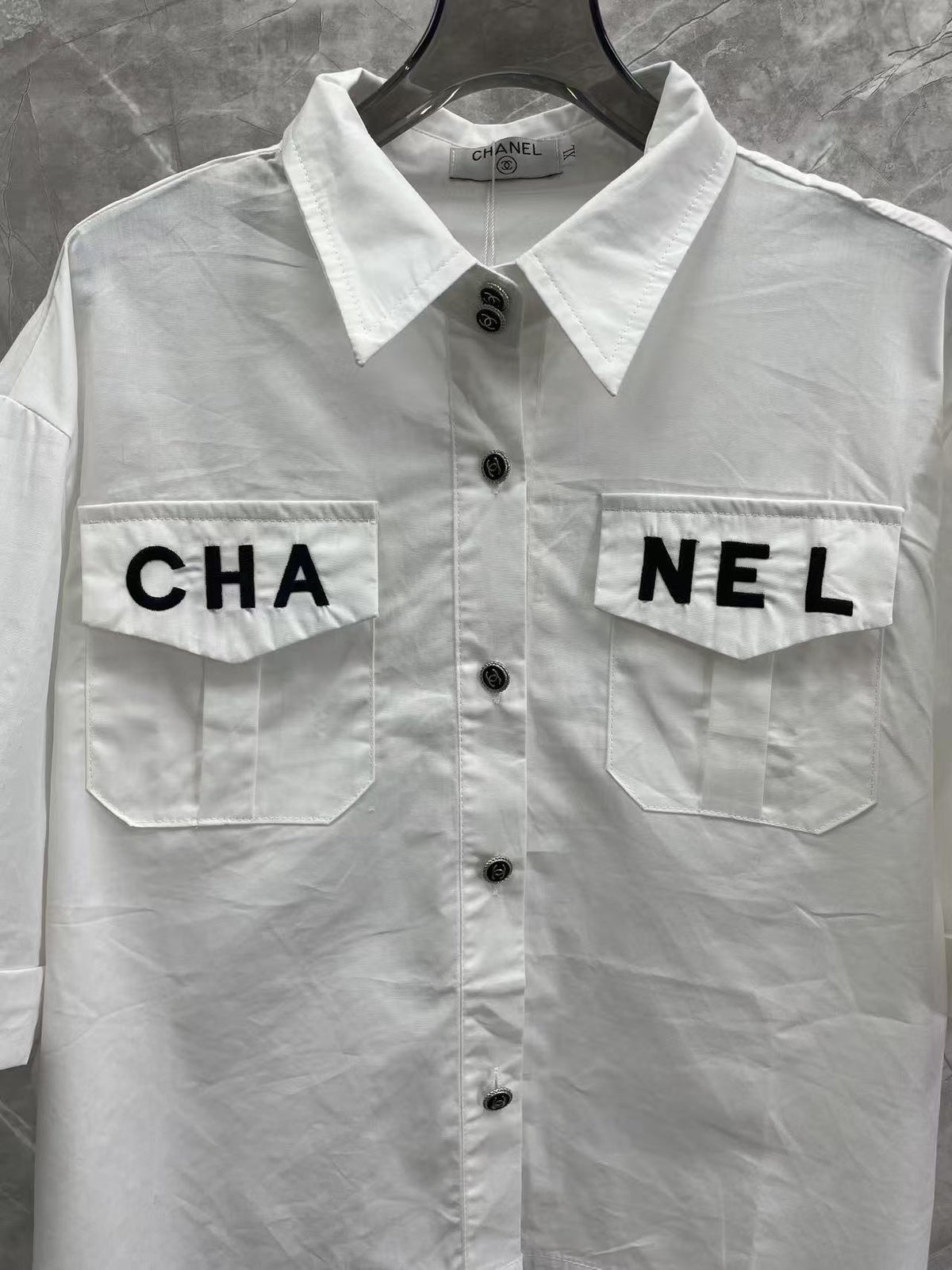 Chanel 2026 Loose-fitting Shirt White Cotton With Black Logo