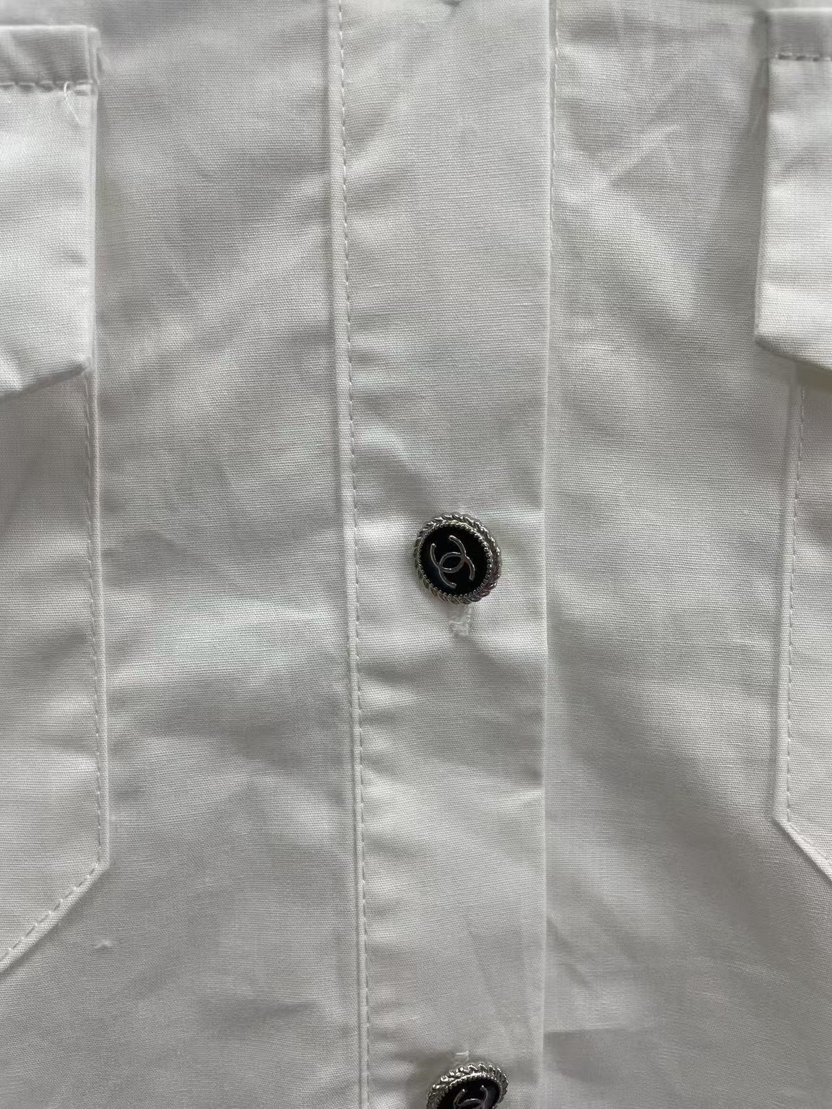 Chanel 2026 Loose-fitting Shirt White Cotton With Black Logo