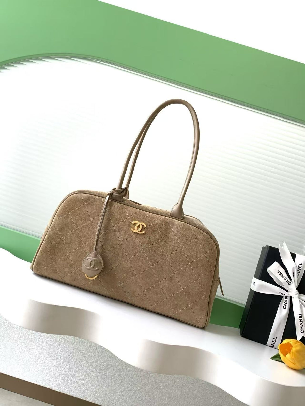 Chanel 2026 Large Bowling Bag 35.5cm Suede And Calfskin