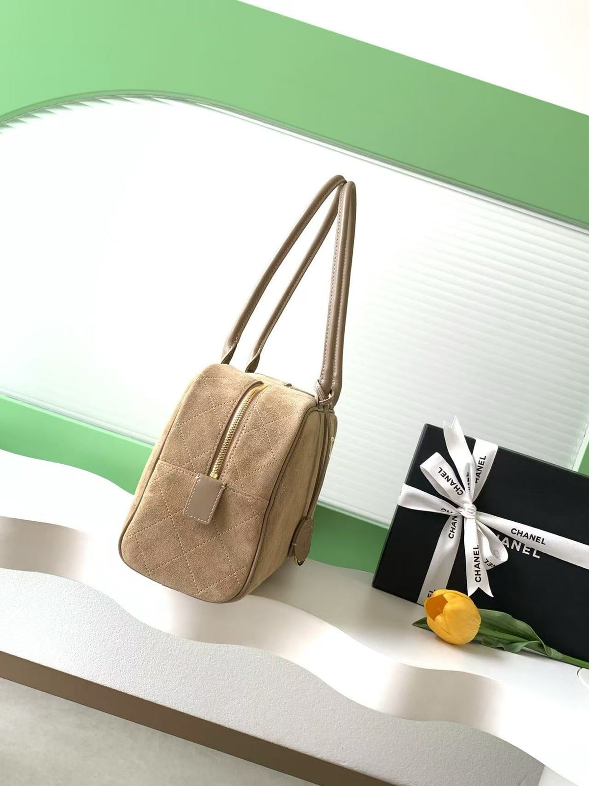 Chanel 2026 Large Bowling Bag 35.5cm Suede And Calfskin
