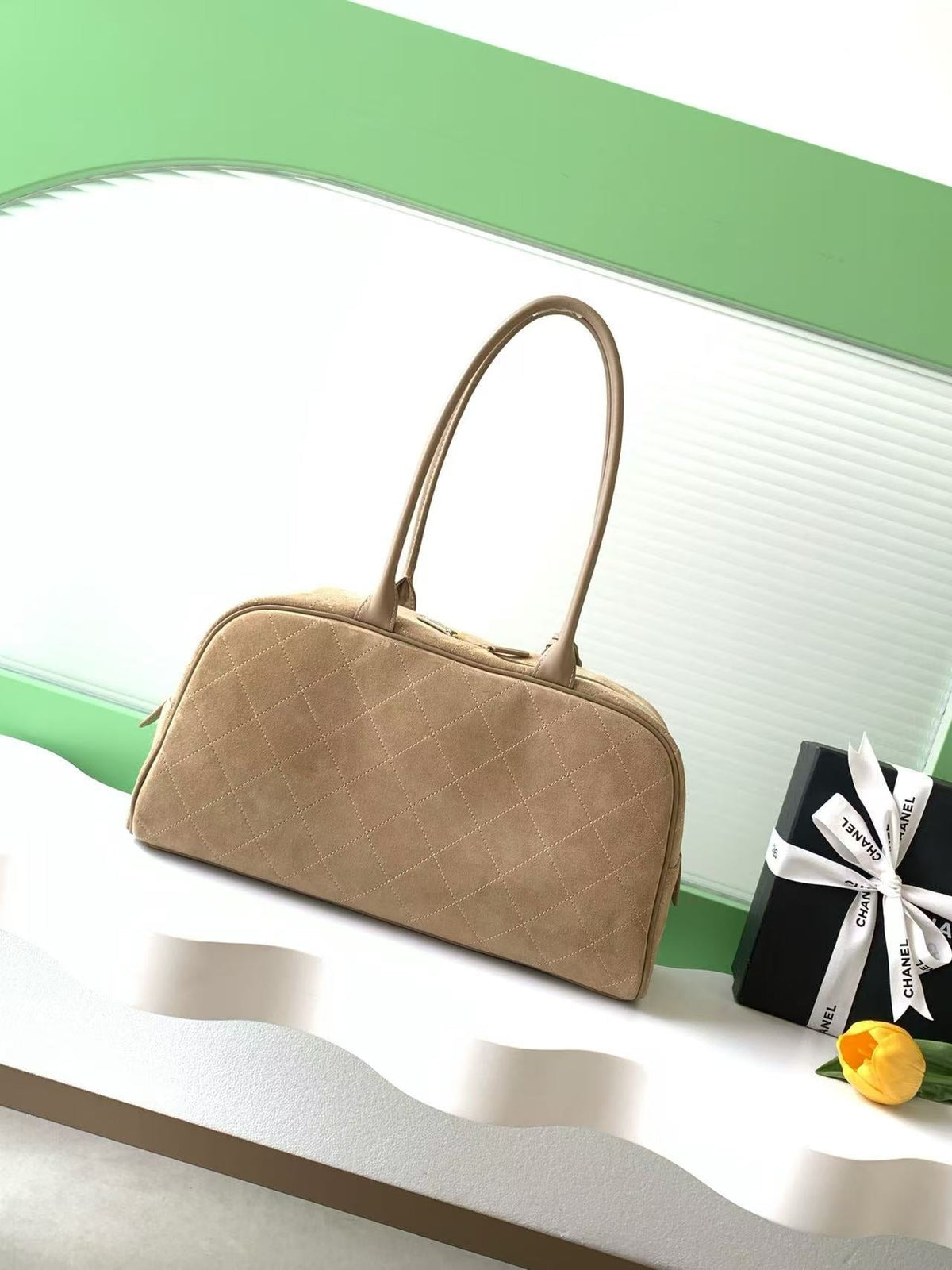 Chanel 2026 Large Bowling Bag 35.5cm Suede And Calfskin