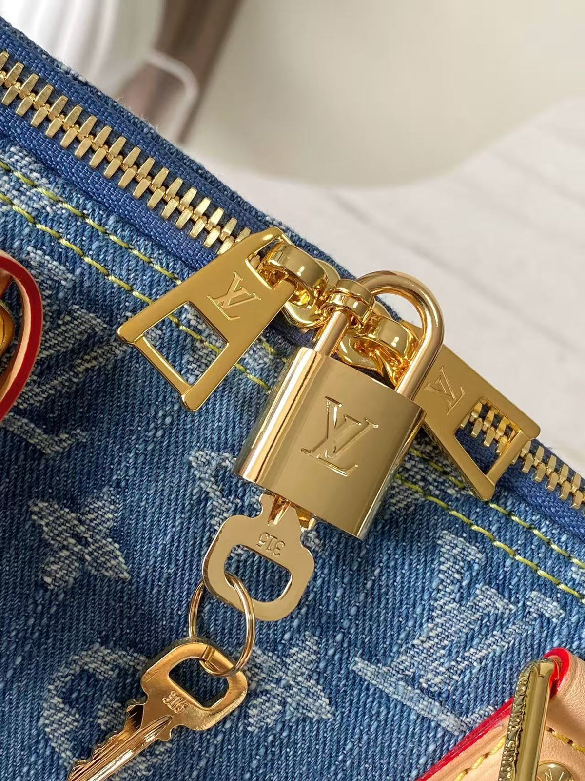 LV 2026 Speedy 30 Bag Blue Denim Cowhide