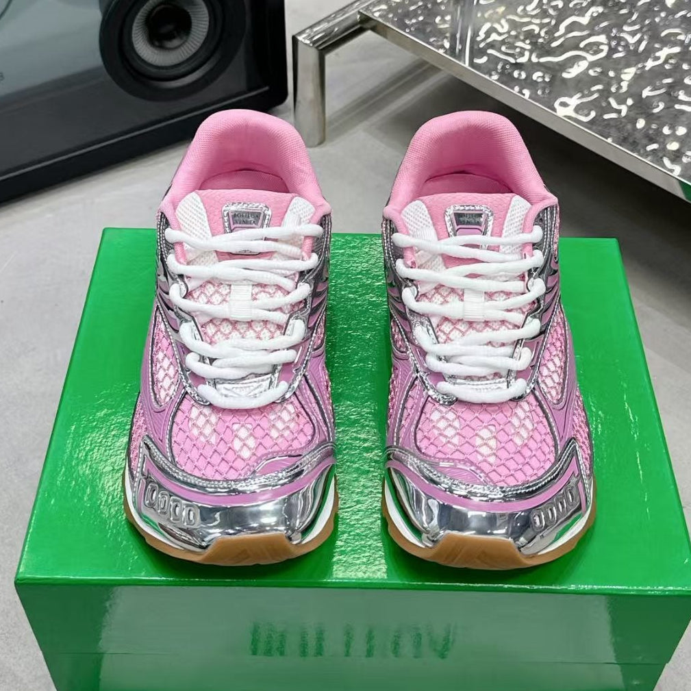 Bottega Veneta 2026 Orbit Sneaker Pink Mesh Calfskin