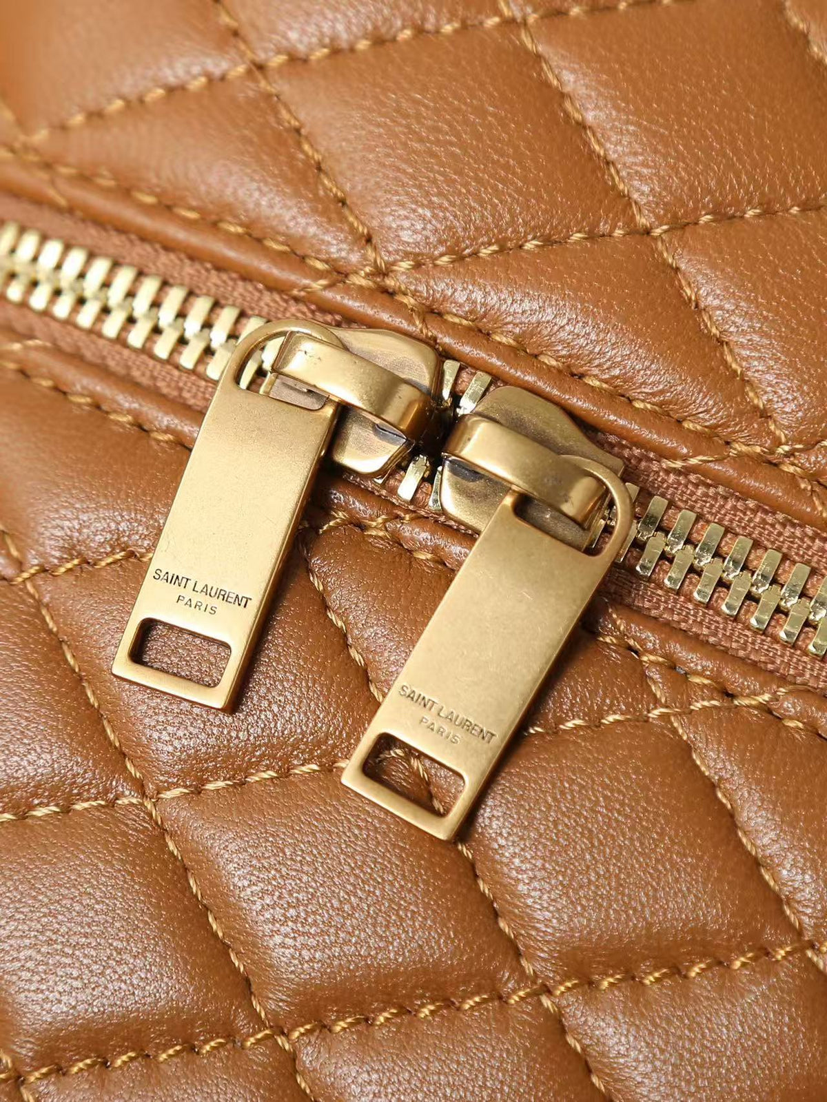 YSL 2026 Gaby Vanity Bag 22.5cm Camel Brown Quilted Lambskin