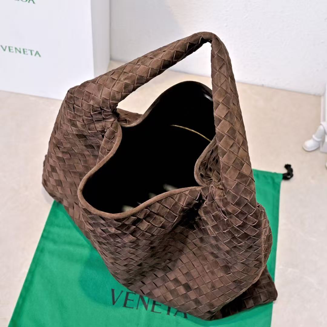 Bottega Veneta 2026 Large Hop Bag 54cm Dark Brown Suede