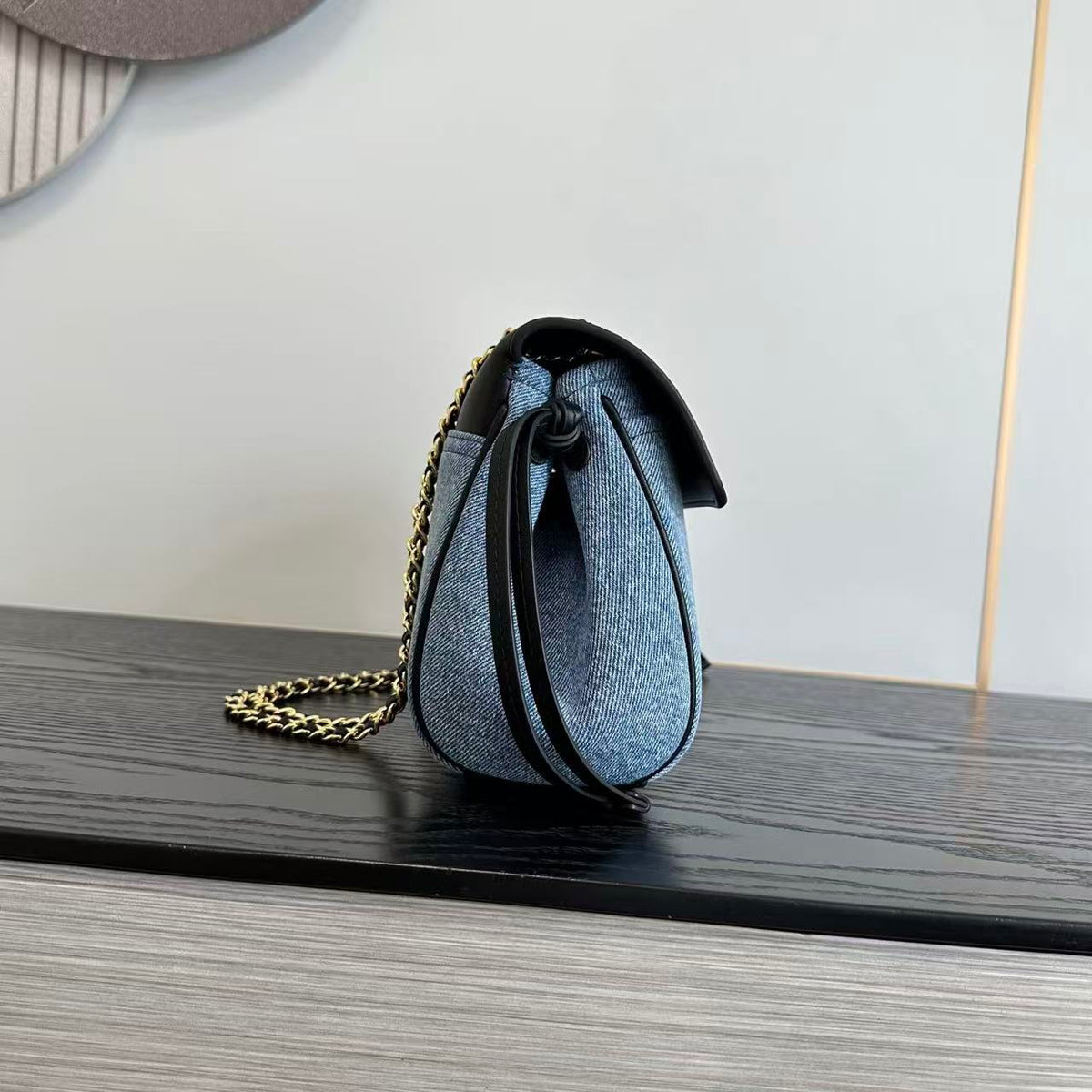Chanel 2026 Bag 29cm Blue Mix Black Denim Leather