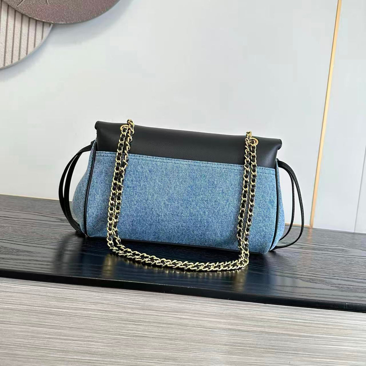 Chanel 2026 Bag 29cm Blue Mix Black Denim Leather