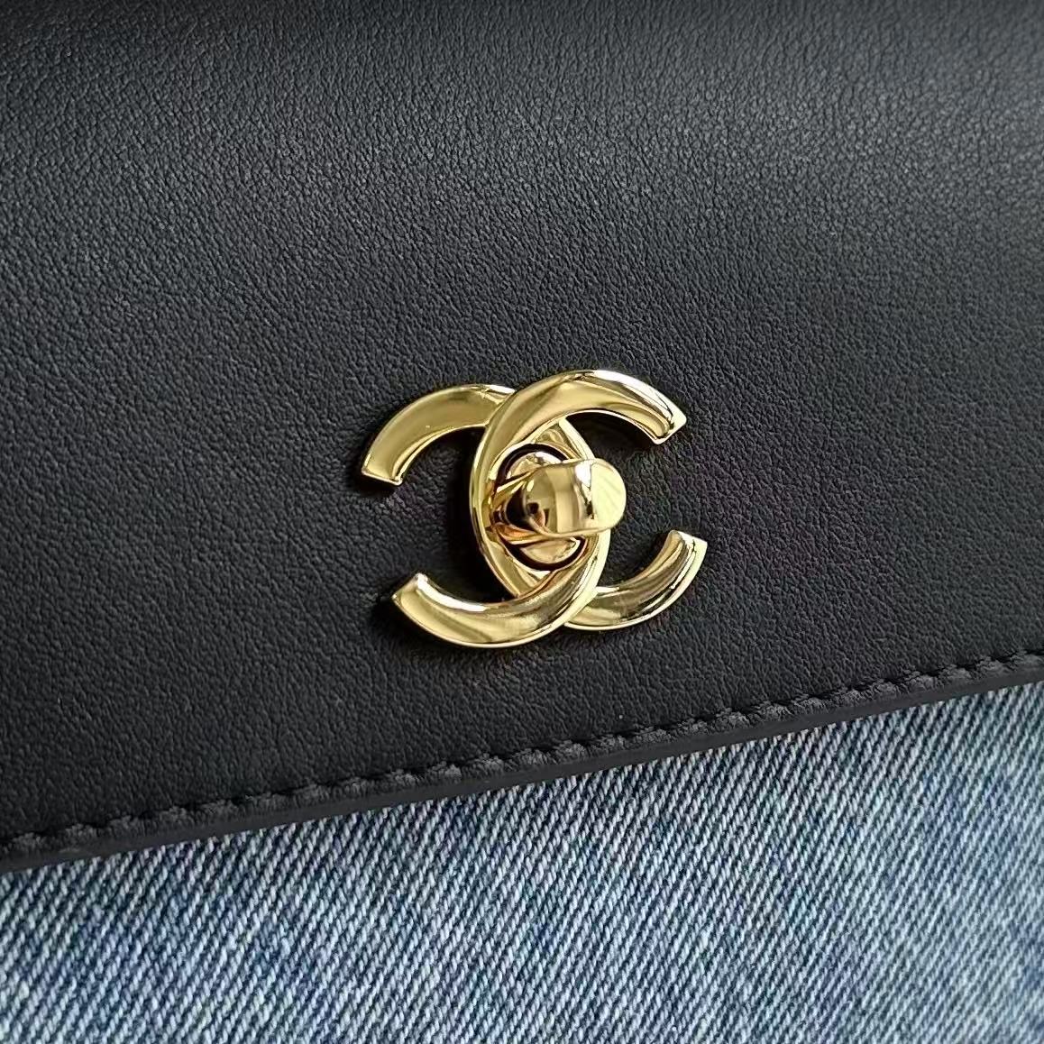 Chanel 2026 Bag 29cm Blue Mix Black Denim Leather