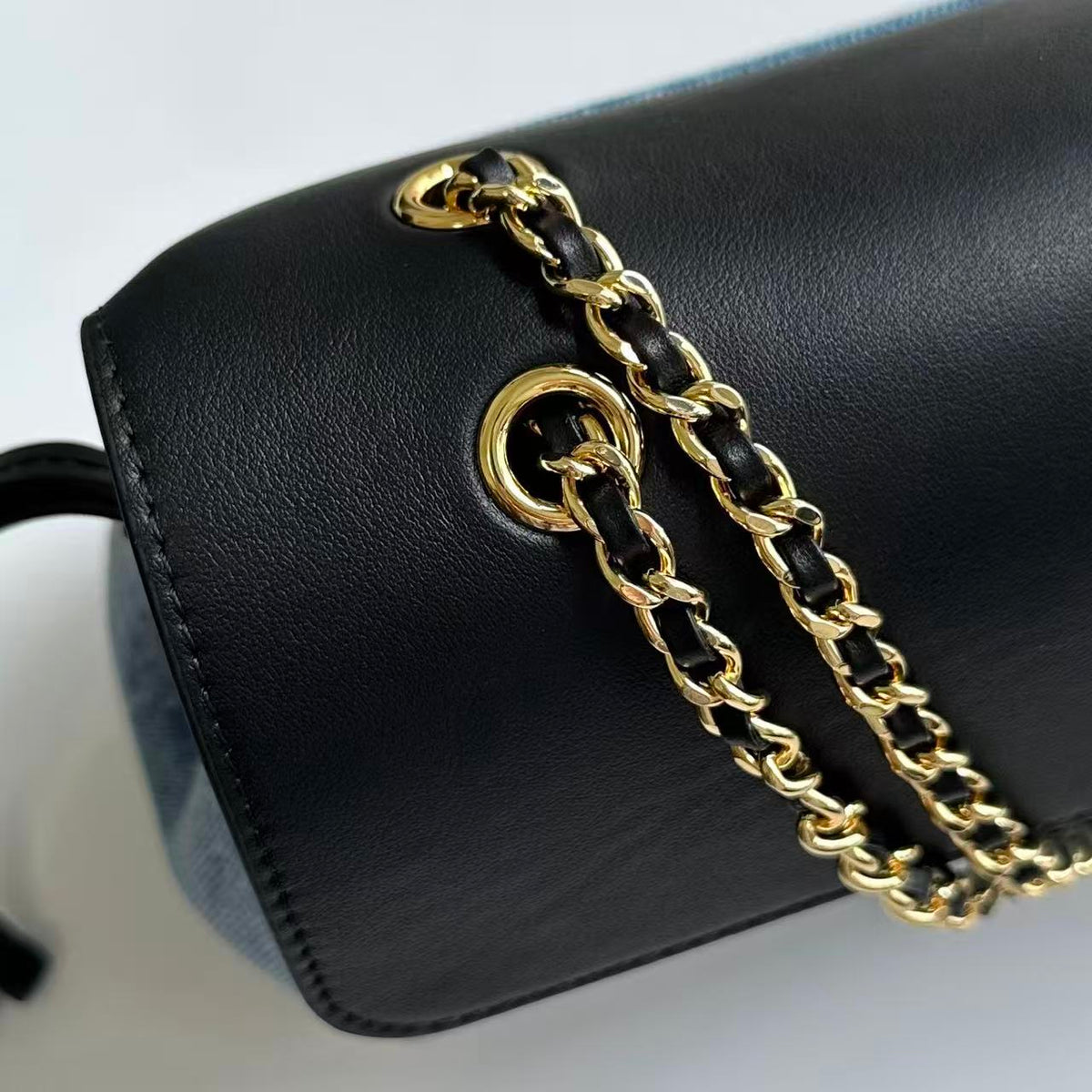 Chanel 2026 Bag 29cm Blue Mix Black Denim Leather