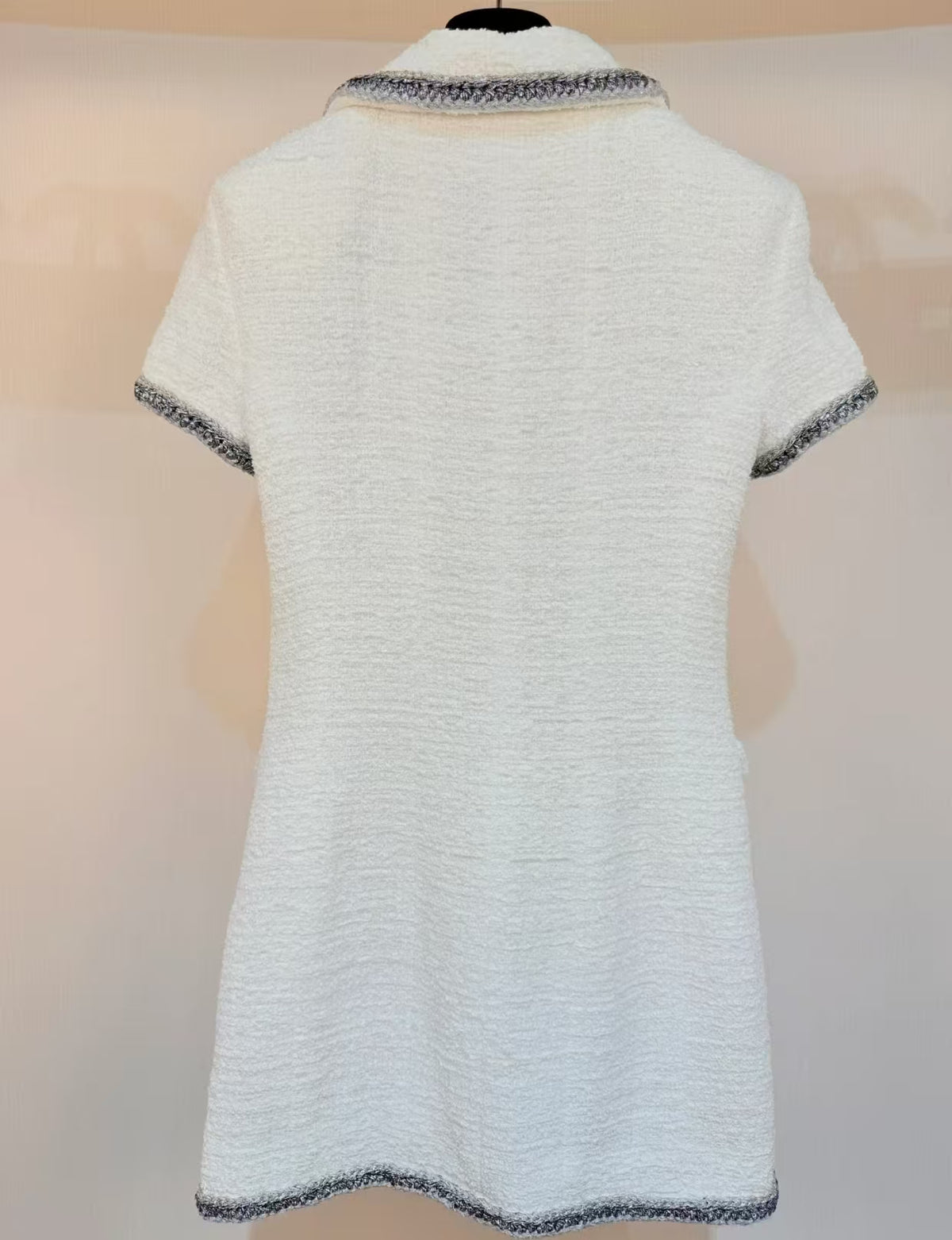 Chanel 2026 Short-sleeve Mini Dress White Tweed Fabric