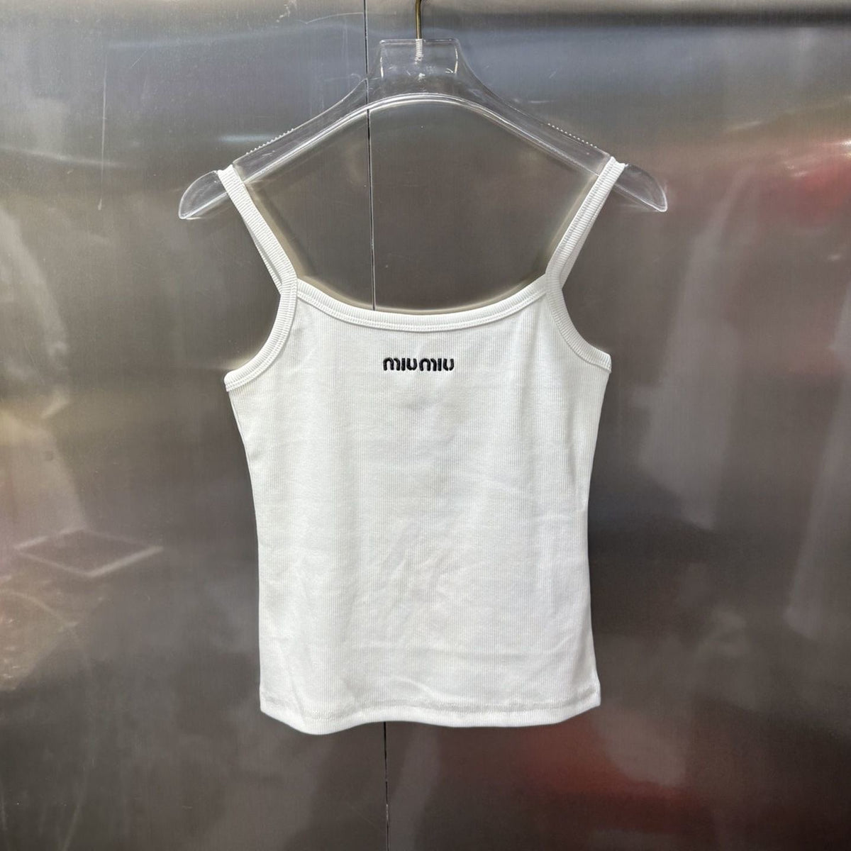 Miumiu 2026 Camisole White And Gray Cotton