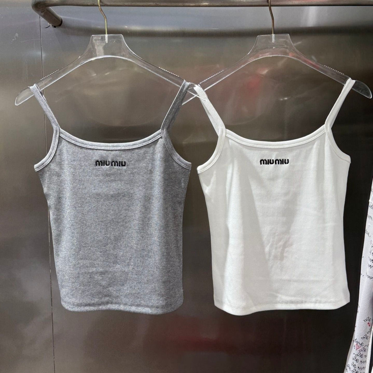 Miumiu 2026 Camisole White And Gray Cotton