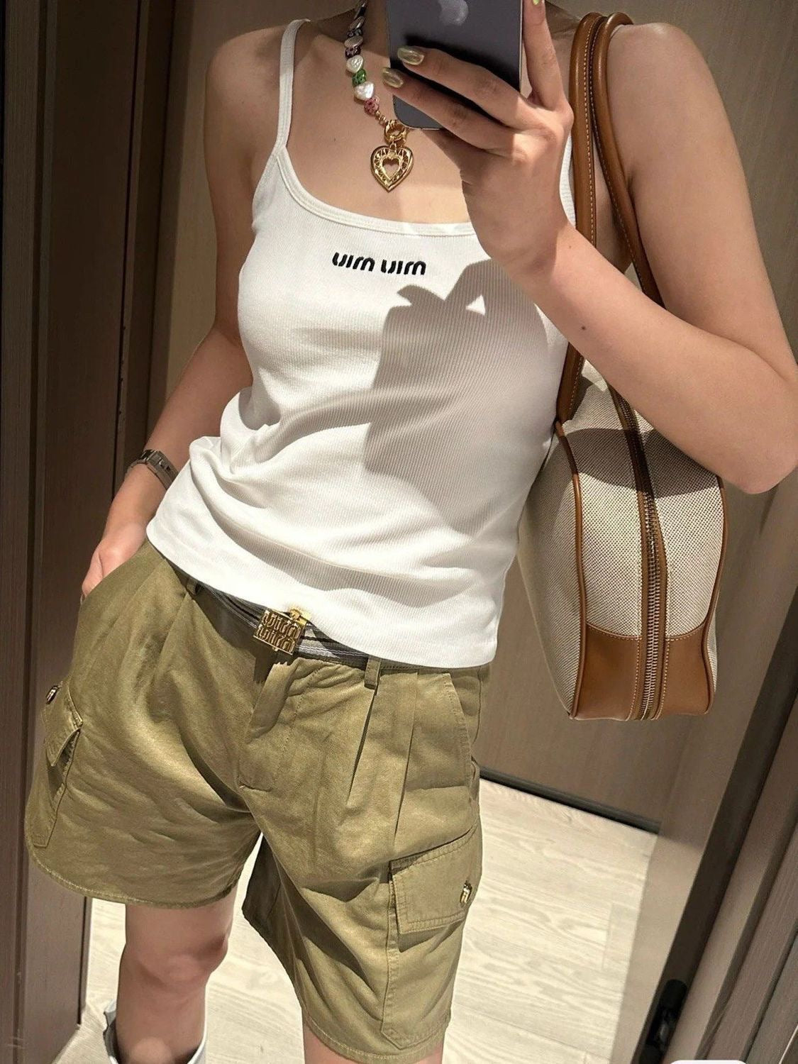 Miumiu 2026 Camisole White And Gray Cotton