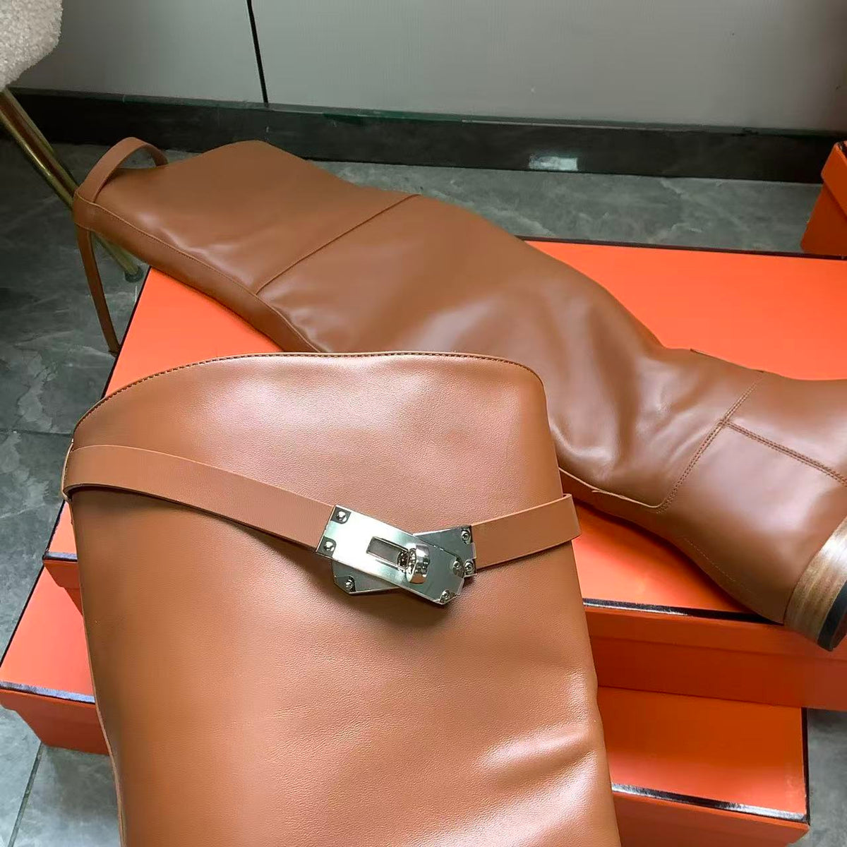 Hermes 2026 Over The Knee Boot Brown Leather