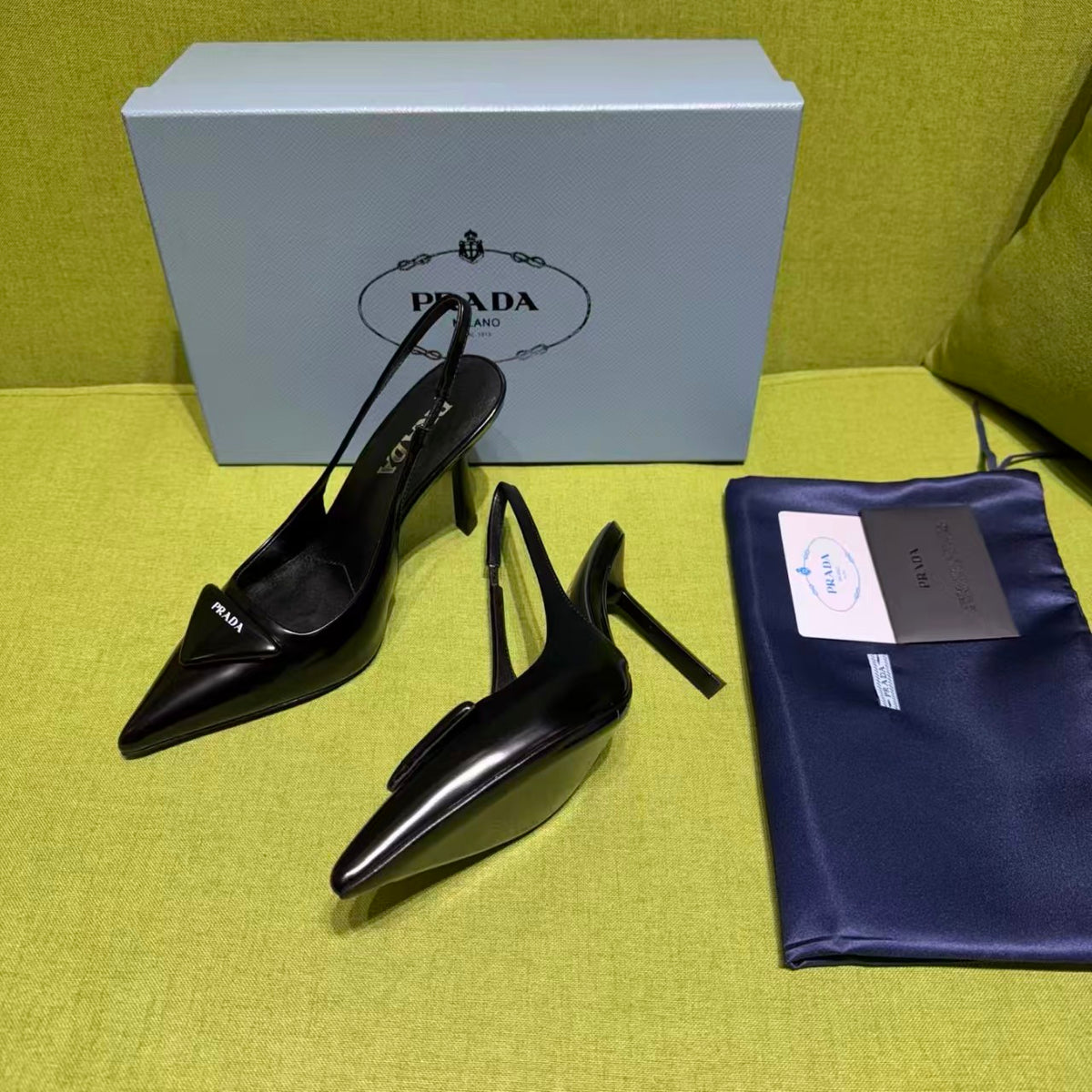 Prada 2026 Slingback 100mm Black Leather