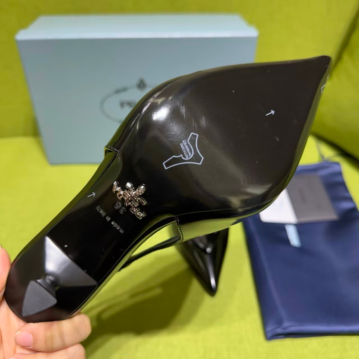 Prada 2026 Slingback 100mm Black Leather