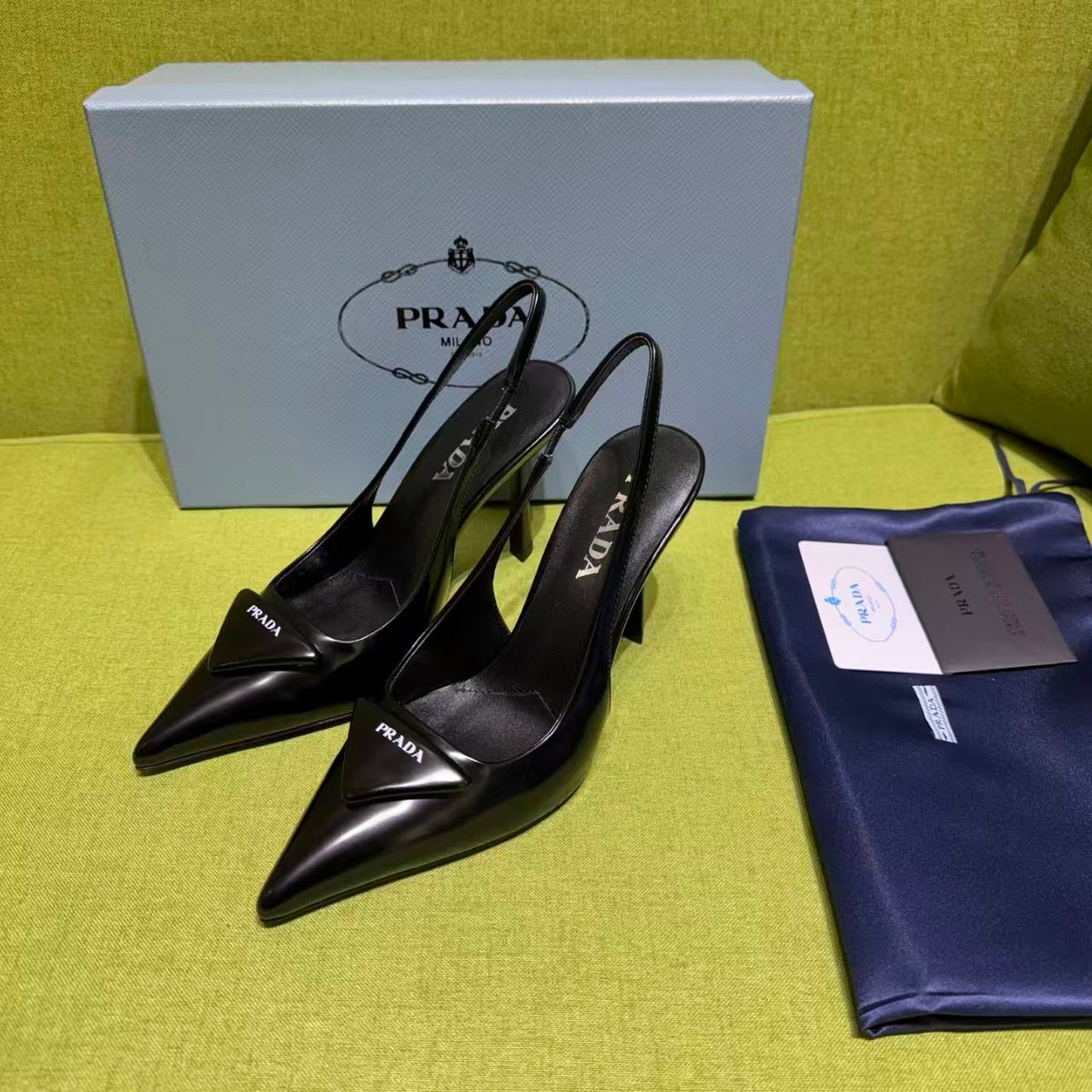 Prada 2026 Slingback 100mm Black Leather