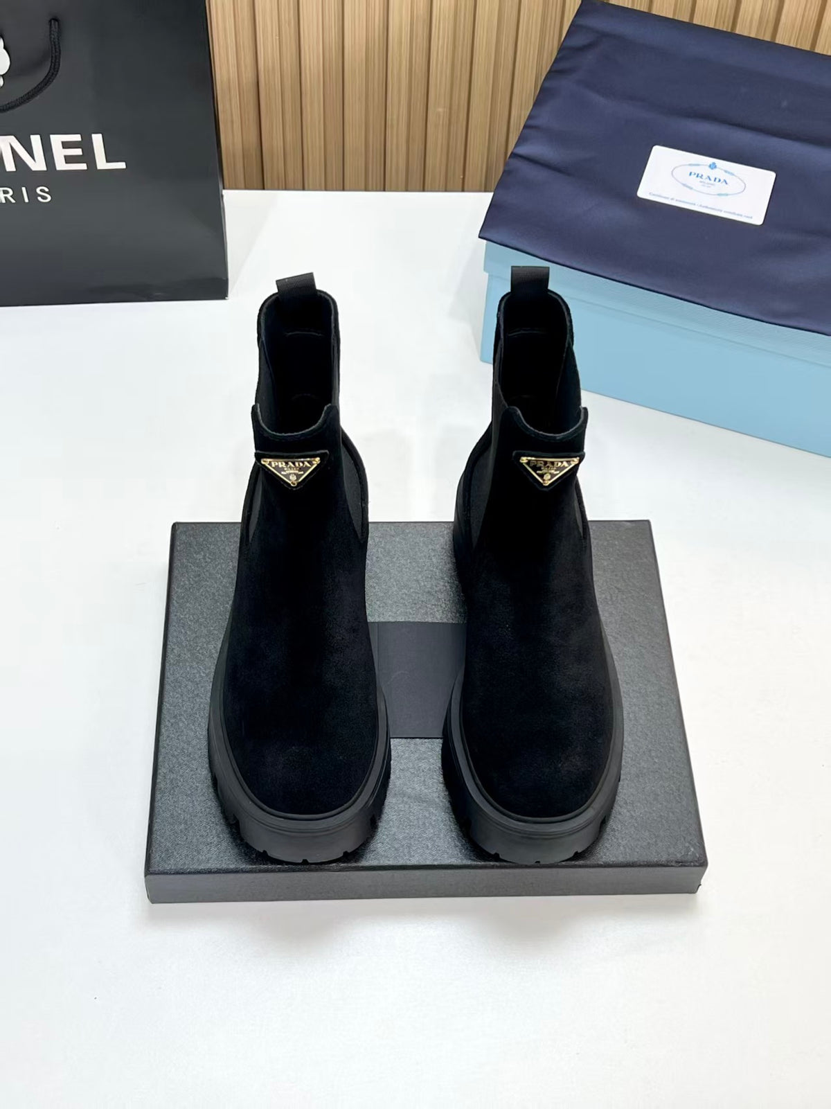 Prada 2026 Monolith Brushed Boot Suede Leather