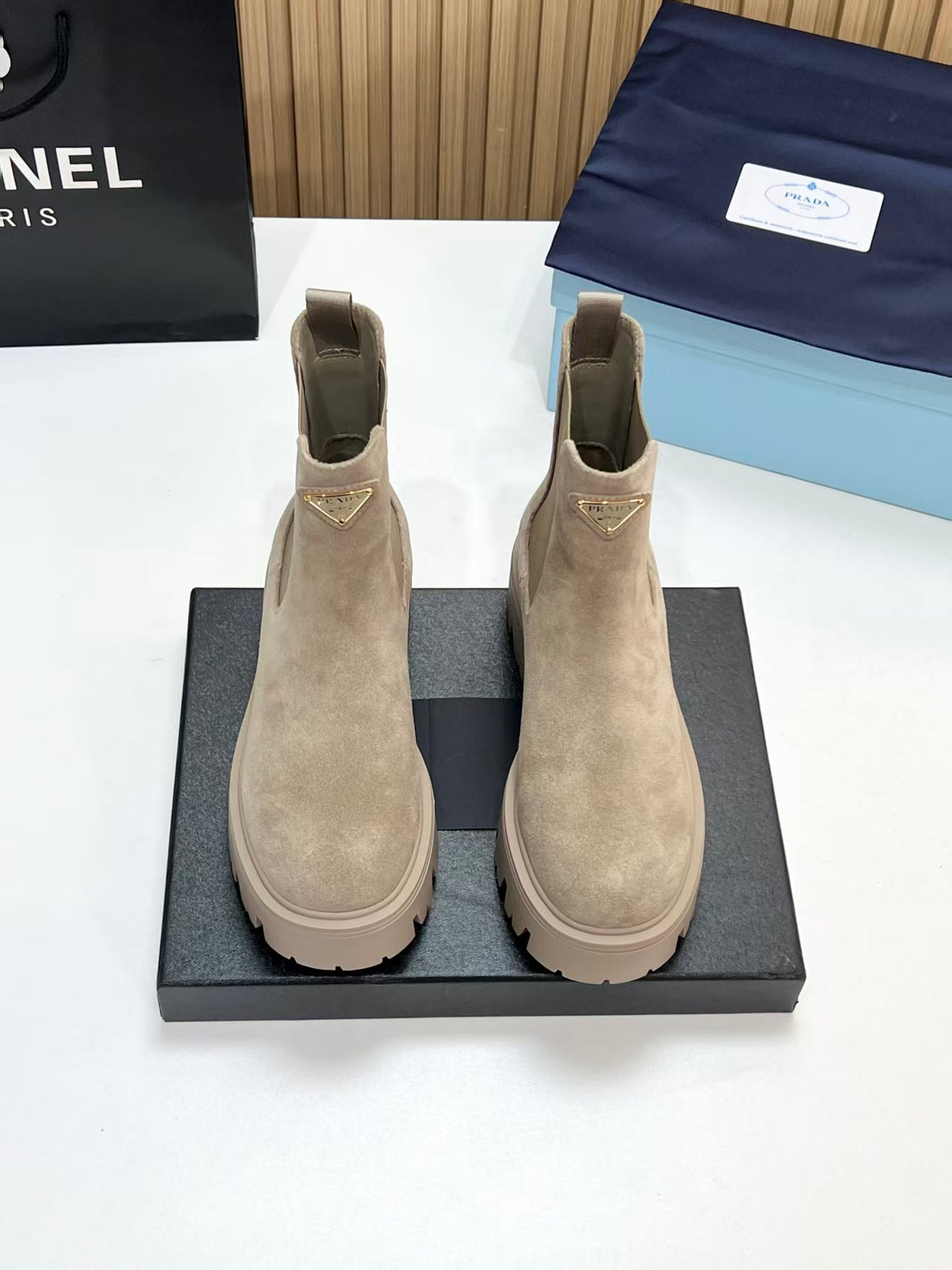 Prada 2026 Monolith Brushed Boot Suede Leather