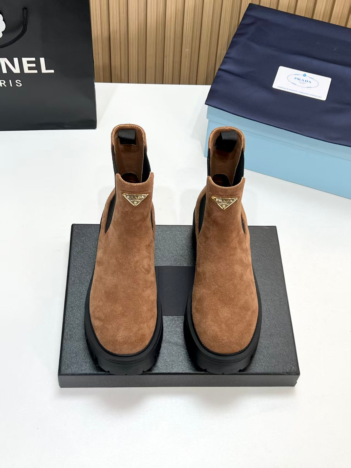 Prada 2026 Monolith Brushed Boot Suede Leather