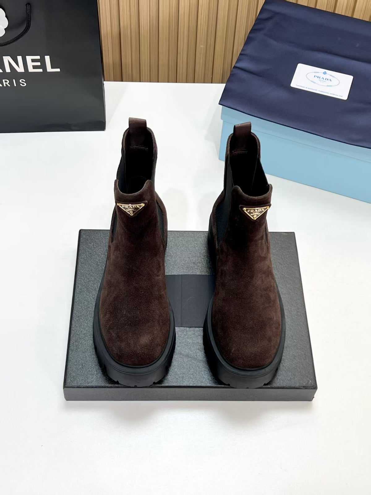 Prada 2026 Monolith Brushed Boot Suede Leather