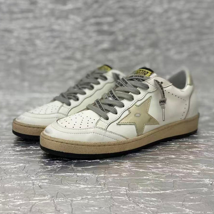 Golden Goose 2026 Ball Star With Gold Star And Heel Tab White Leather