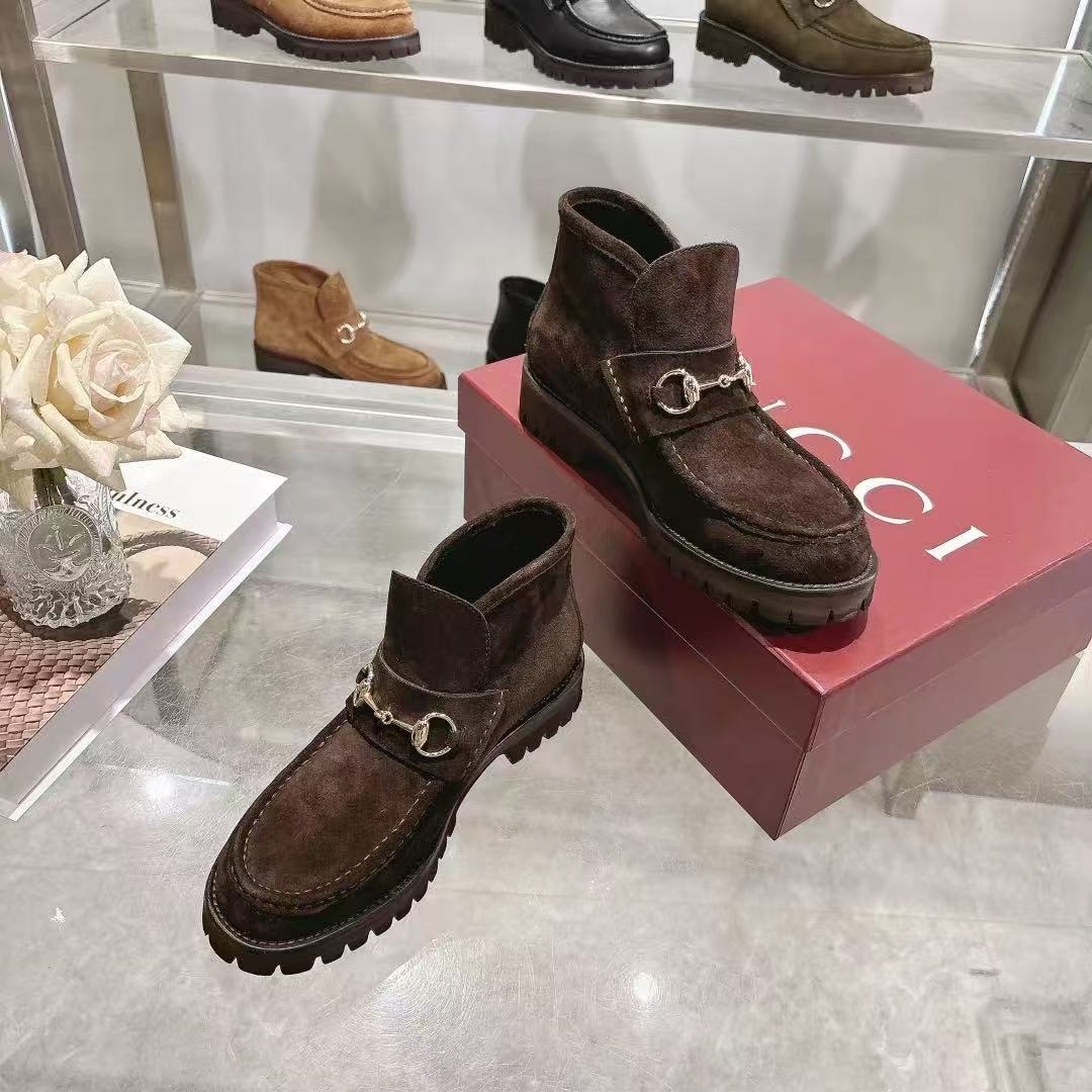 Gucci 2026 Ankle Boot With Horsebit Suede Leather
