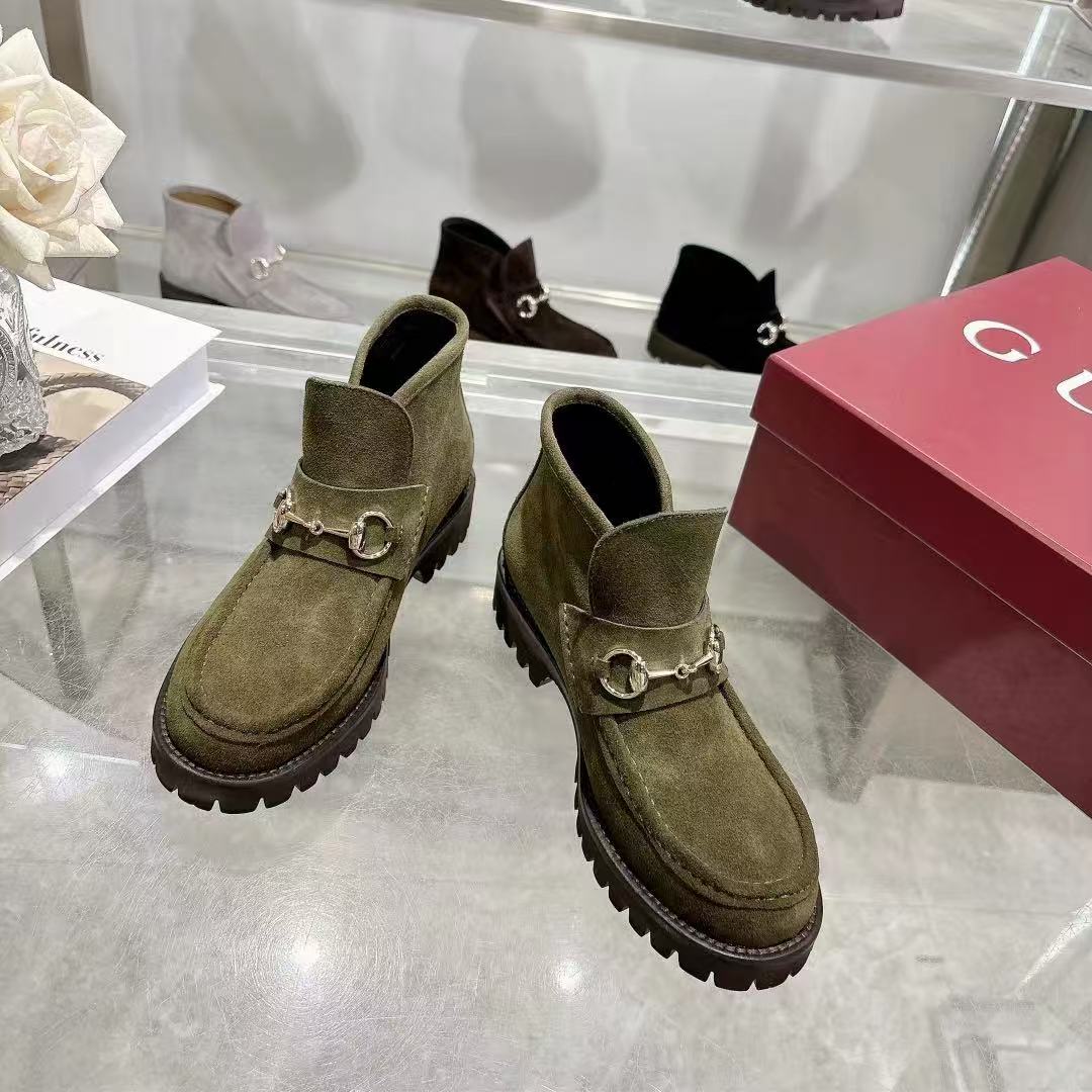 Gucci 2026 Ankle Boot With Horsebit Suede Leather