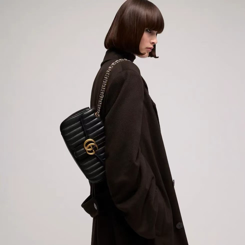 Gucci 2026 Jetset GG Marmont Bag 26cm Black Leather